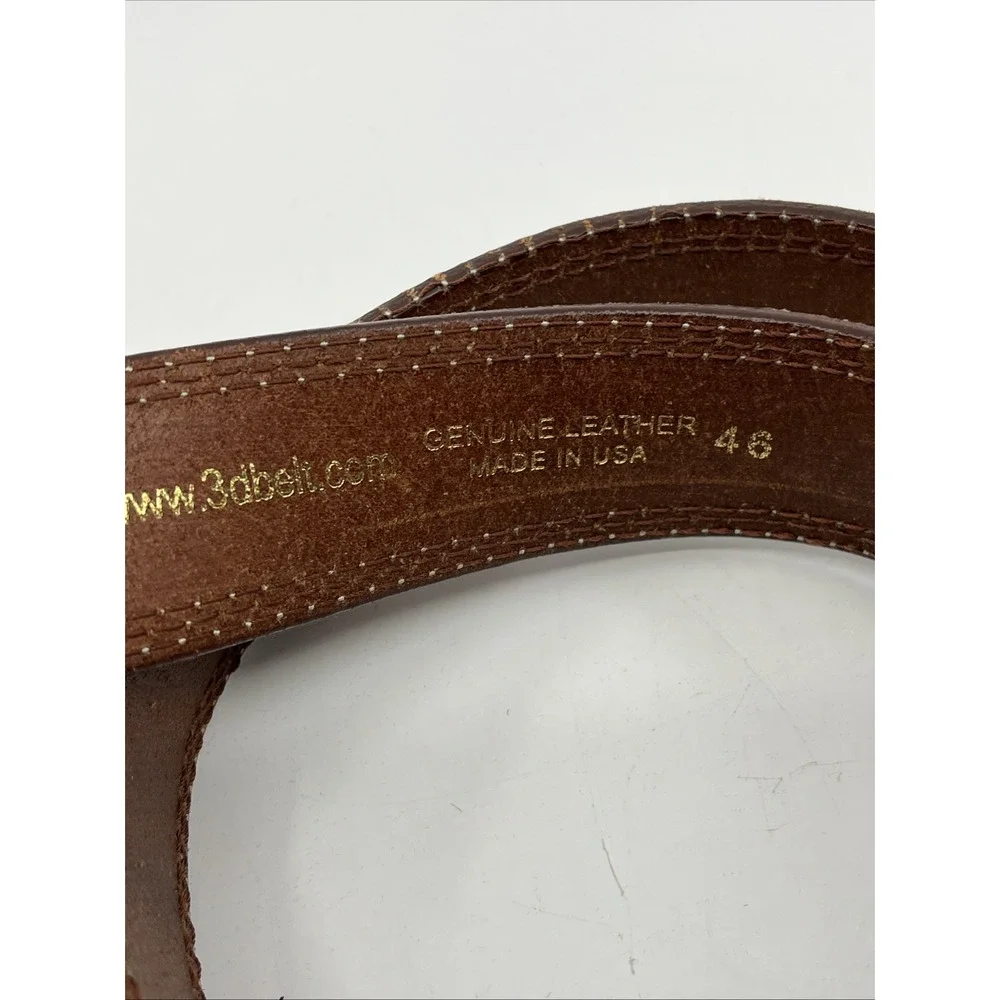 3D Belt Co Mens 46 GENUINE LEATHER White STITCHING D1174 Work Used‎ 1.25